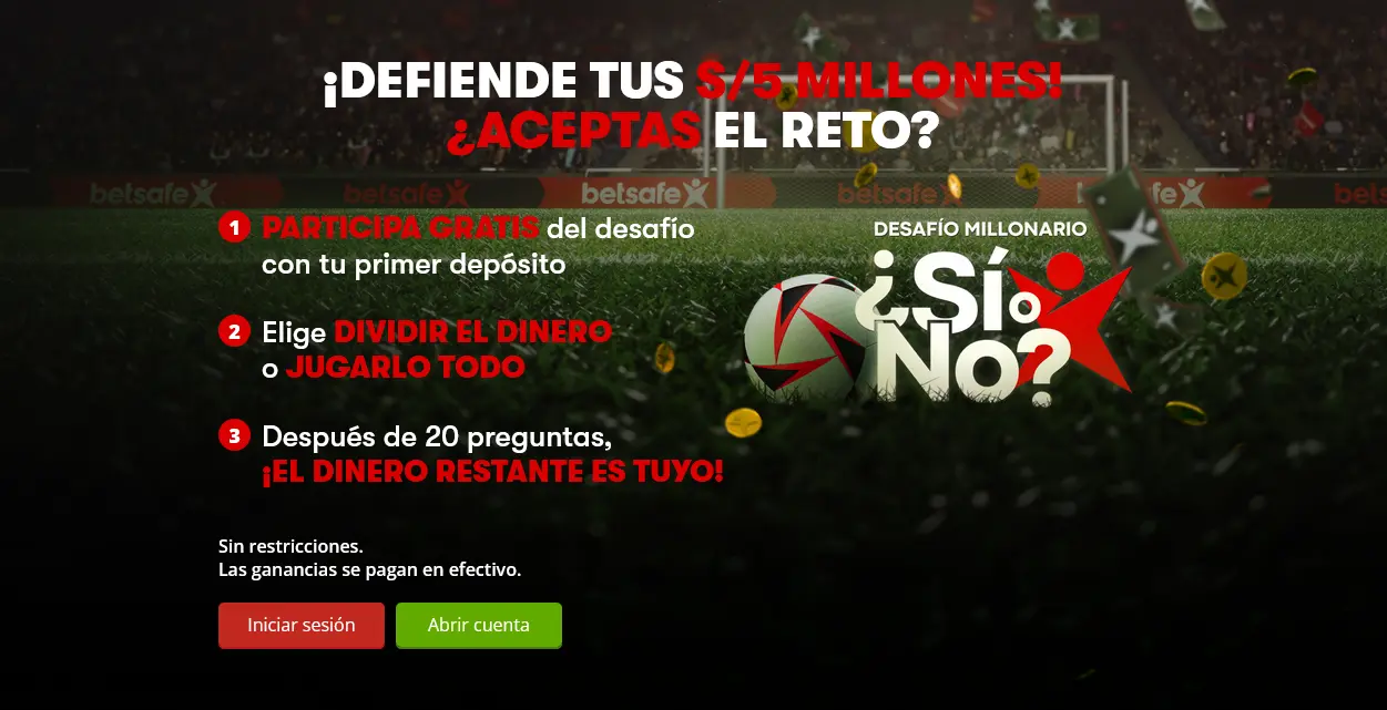 ¡Defiende tus S/5 millones! ¿Aceptas el reto en Betsafe ¡Defiende tus S/5 millones! ¿Aceptas el reto en Betsafe